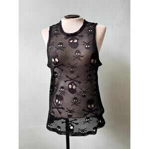 Y2k/90s Lace Skull Crossbone Goth Tank Top by Tripp NYC - Size Small